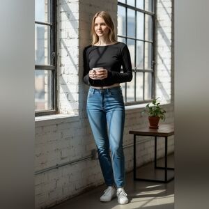 Wild Fable Black Long Sleeve Crop Top